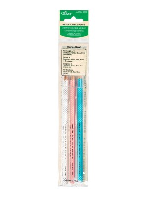 Clover Water Soluble Fabric Pencil – Assorted Colors – 3 ct Clover Water Soluble Fabric Pencil – Assorted Colors – 3 ct