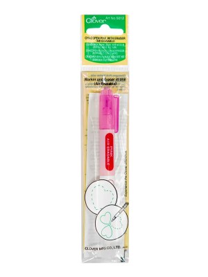 Clover Chacopen Air Erasable Fabric Marker with Eraser – Pink Clover Chacopen Air Erasable Fabric Marker with Eraser – Pink