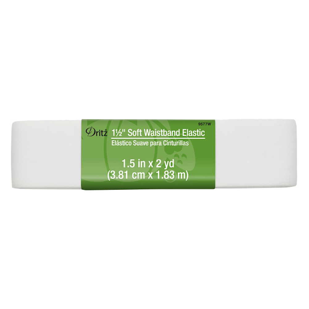 Dritz Soft Waistband Elastic - White - 1.5" x 2yds
