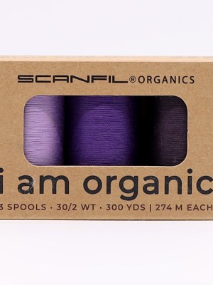 SCANFIL® 30wt Organic Pima Cotton Thread Trio Set – 3ct 300yd Spools – Cool Purples SCANFIL® 30wt Organic Pima Cotton Thread Trio Set – 3ct 300yd Spools – Cool Purples