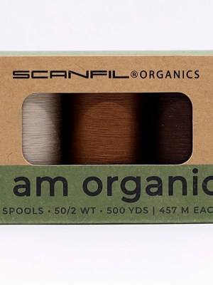 SCANFIL® 50wt Organic Pima Cotton Thread Trio Set – 3ct 500yd Spools – Earthy Browns SCANFIL® 50wt Organic Pima Cotton Thread Trio Set – 3ct 500yd Spools – Earthy Browns