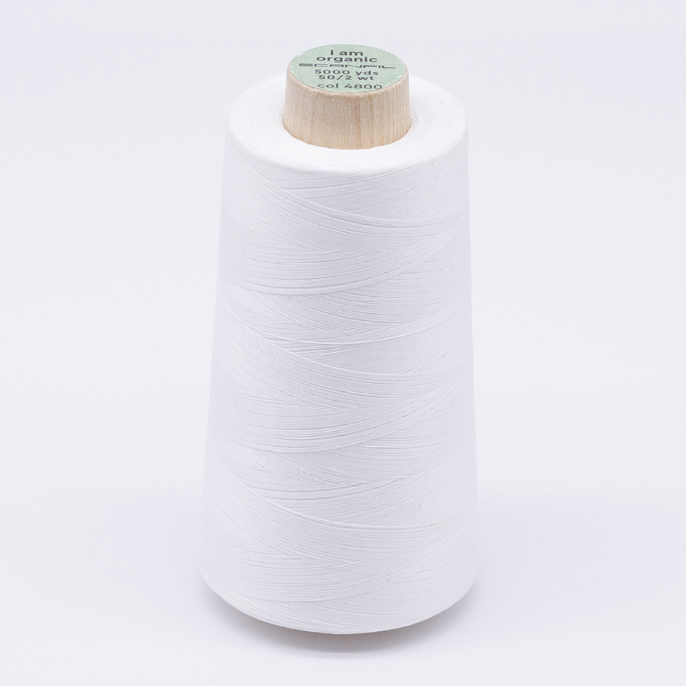 SCANFIL® 50wt Organic Pima Cotton Thread 5000 yd Cones – 4800 Bright White SCANFIL® 50wt Organic Pima Cotton Thread 5000 yd Cones – 4800 Bright White