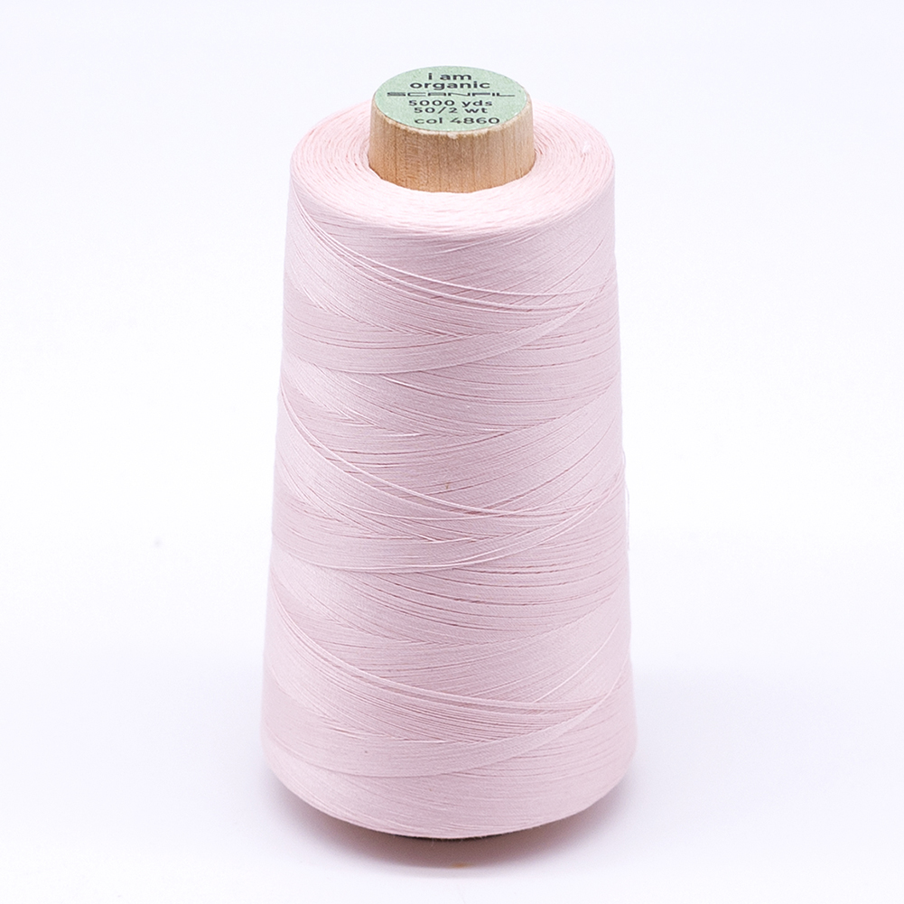 SCANFIL® 50wt Organic Pima Cotton Thread 5000 yd Cones – 4860 Crystal Pink SCANFIL® 50wt Organic Pima Cotton Thread 5000 yd Cones – 4860 Crystal Pink