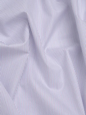 Cotton Twill Shirting – White, Blue and Purple Pinstripes – Deadstock Cotton Twill Shirting – White, Blue and Purple Pinstripes – Deadstock