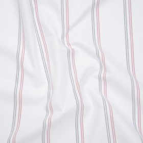 Cotton Oxford Shirting – White, Red and Navy Blue Paired Stripes – Deadstock Cotton Oxford Shirting – White, Red and Navy Blue Paired Stripes – Deadstock