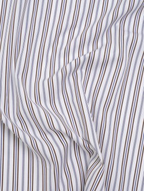 Cotton Shirting – Blue, Brown and White Ticking Stripes – Deadstock Cotton Shirting – Blue, Brown and White Ticking Stripes – Deadstock