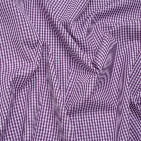 Cotton Gingham Shirting – Purple and White Checks – Designer Deadstock Cotton Gingham Shirting – Purple and White Checks – Designer Deadstock