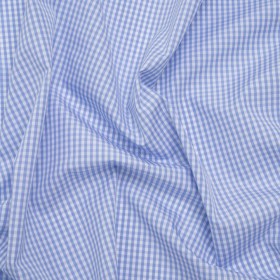 Cotton Gingham Shirting – Sky Blue and White Checks – Designer Deadstock Cotton Gingham Shirting – Sky Blue and White Checks – Designer Deadstock
