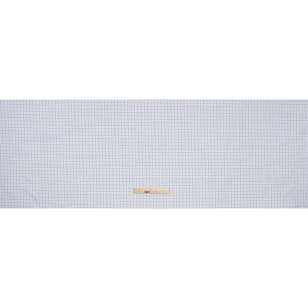 Cotton Twill Shirting – Sky Blue, Navy and White Tattersall Check – Designer Deadstock Cotton Twill Shirting – Sky Blue, Navy and White Tattersall Check – Designer Deadstock