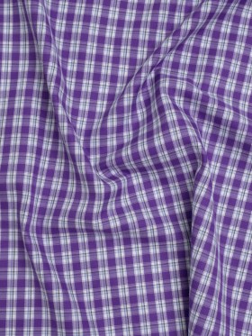 Cotton Twill Shirting – Purple and White Plaid – Deadstock Cotton Twill Shirting – Purple and White Plaid – Deadstock