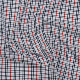 Cotton Shirting – Midnight Navy, Red and White Plaid – Deadstock Cotton Shirting – Midnight Navy, Red and White Plaid – Deadstock