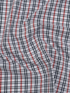 Cotton Shirting – Midnight Navy, Red and White Plaid – Deadstock Cotton Shirting – Midnight Navy, Red and White Plaid – Deadstock