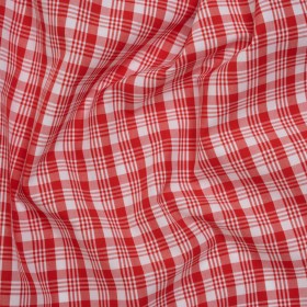 Cotton Shirting – Scarlet Red and White Classic Plaid – Deadstock Cotton Shirting – Scarlet Red and White Classic Plaid – Deadstock