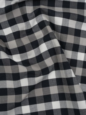 Cotton Oxford Shirting – Midnight Blue, Light Gray and White Checks – Designer Deadstock Cotton Oxford Shirting – Midnight Blue, Light Gray and White Checks – Designer Deadstock