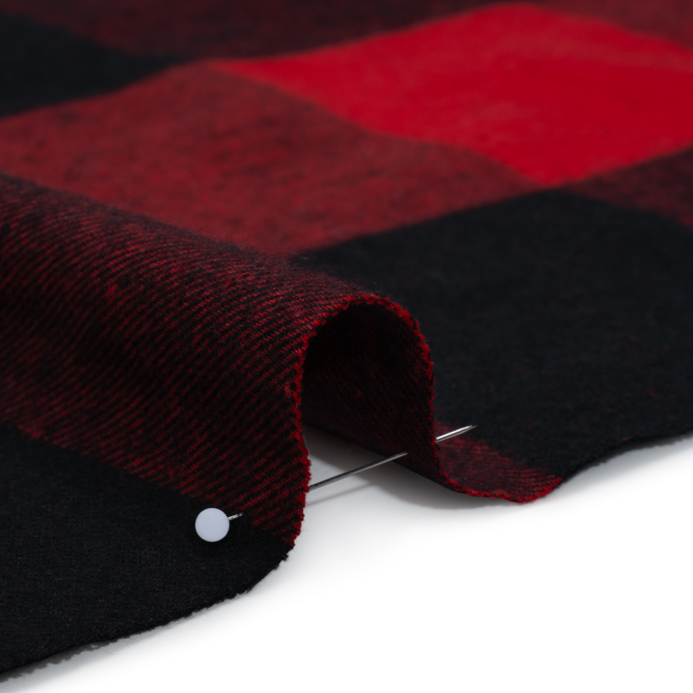 Lightweight Cotton Flannel – Red and Black Big Buffalo Check – Deadstock Lightweight Cotton Flannel – Red and Black Big Buffalo Check – Deadstock