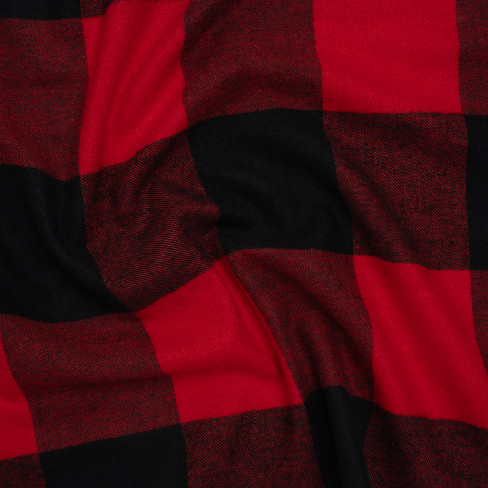 Lightweight Cotton Flannel – Red and Black Big Buffalo Check – Deadstock Lightweight Cotton Flannel – Red and Black Big Buffalo Check – Deadstock