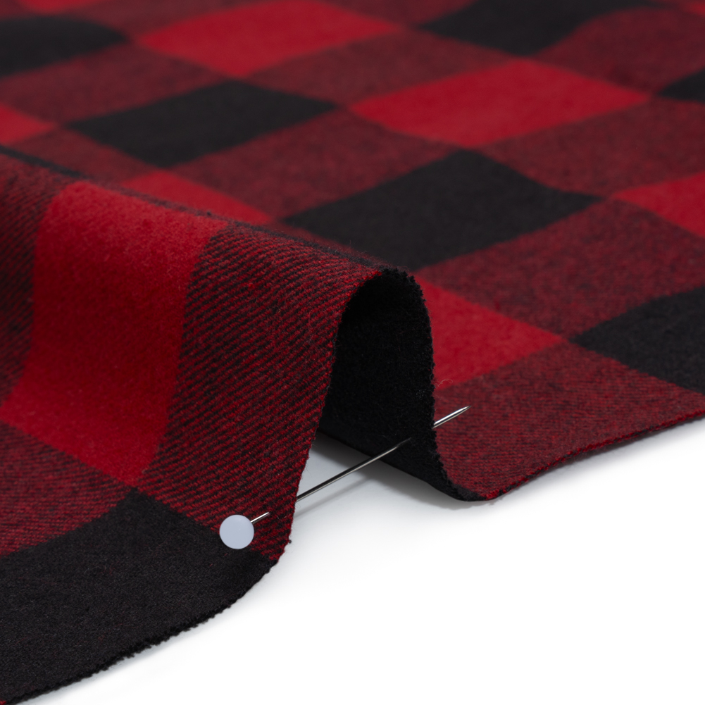 Brushed Cotton Twill – Red and Black Buffalo Check – Deadstock Brushed Cotton Twill – Red and Black Buffalo Check – Deadstock