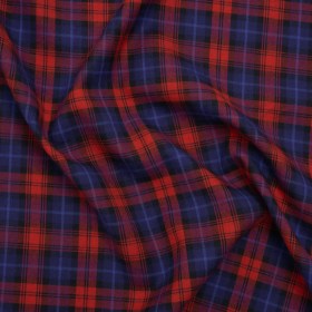 Brushed Cotton Twill Shirting – Red, Electric Blue and Black Plaid – Designer Deadstock Brushed Cotton Twill Shirting – Red, Electric Blue and Black Plaid – Designer Deadstock
