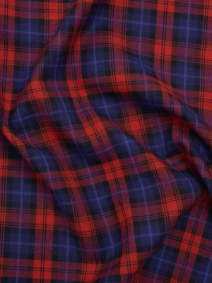 Brushed Cotton Twill Shirting – Red, Electric Blue and Black Plaid – Designer Deadstock Brushed Cotton Twill Shirting – Red, Electric Blue and Black Plaid – Designer Deadstock