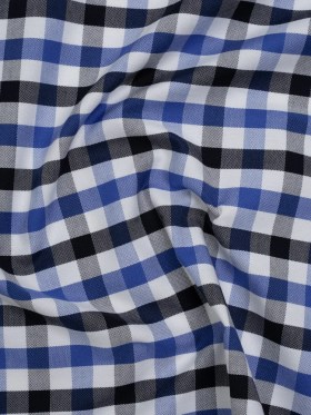 Cotton Oxford Shirting – Bright Blue, Midnight Navy and White Big Tattersall Check – Deadstock Cotton Oxford Shirting – Bright Blue, Midnight Navy and White Big Tattersall Check – Deadstock