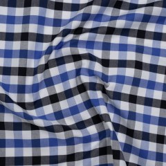 Cotton Oxford Shirting – Bright Blue, Midnight Navy and White Big Tattersall Check – Deadstock Cotton Oxford Shirting – Bright Blue, Midnight Navy and White Big Tattersall Check – Deadstock