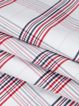 Cotton Oxford Shirting – Navy, Red, and Pale Gray Plaid – Deadstock Cotton Oxford Shirting – Navy, Red, and Pale Gray Plaid – Deadstock