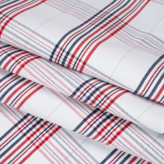 Cotton Oxford Shirting – Navy, Red, and Pale Gray Plaid – Deadstock Cotton Oxford Shirting – Navy, Red, and Pale Gray Plaid – Deadstock