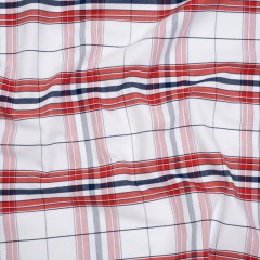 Cotton Oxford Shirting – Navy Blue, Red and White Plaid – Deadstock Cotton Oxford Shirting – Navy Blue, Red and White Plaid – Deadstock