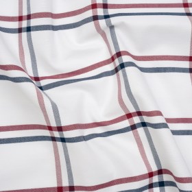 Cotton Oxford Shirting – White, Navy and Dark Red Open Plaid – Deadstock Cotton Oxford Shirting – White, Navy and Dark Red Open Plaid – Deadstock