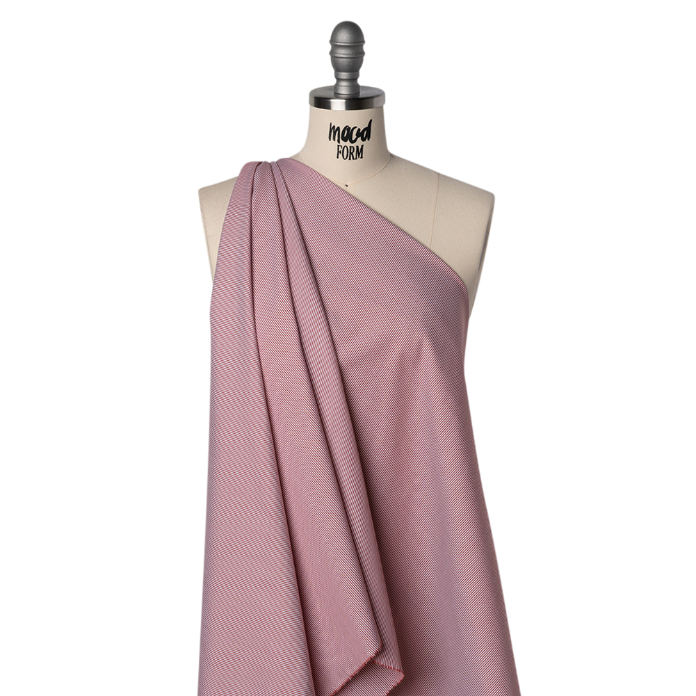 Cotton Oxford Shirting – Red and White Stripes – Deadstock Cotton Oxford Shirting – Red and White Stripes – Deadstock