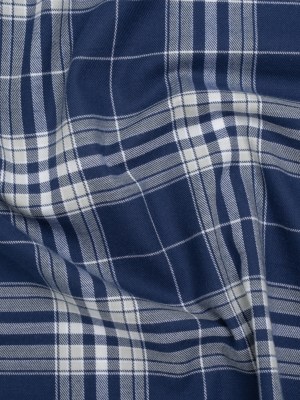 Lightweight Cotton Flannel Twill – Dark Blue, Pale Gray and White Plaid – Deadstock Lightweight Cotton Flannel Twill – Dark Blue, Pale Gray and White Plaid – Deadstock