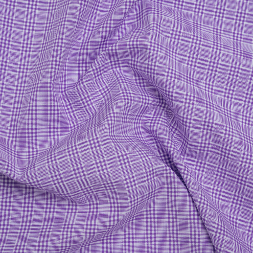 Cotton Shirting - Purple and White Plaid - Deadstock