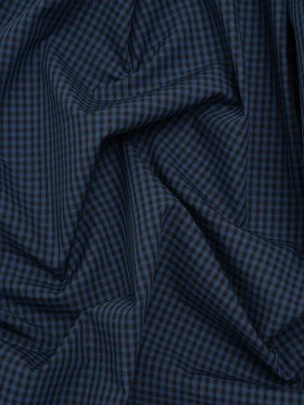 Cotton Shirting – Dark Blue and Black Check Plaid – Deadstock Cotton Shirting – Dark Blue and Black Check Plaid – Deadstock