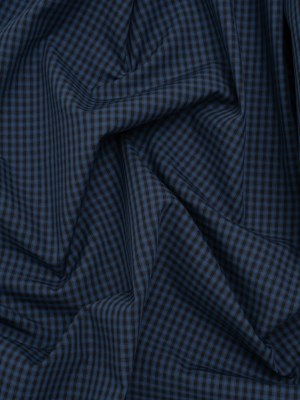 Cotton Shirting – Dark Blue and Black Check Plaid – Deadstock Cotton Shirting – Dark Blue and Black Check Plaid – Deadstock