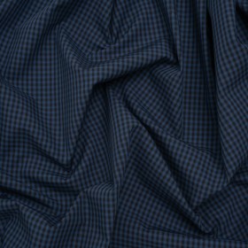 Cotton Shirting – Dark Blue and Black Check Plaid – Deadstock Cotton Shirting – Dark Blue and Black Check Plaid – Deadstock