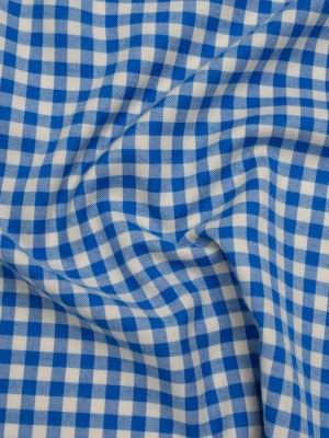 Cotton Twill Flannel – Cerulean Blue and Cream Gingham Check – Designer Deadstock Cotton Twill Flannel – Cerulean Blue and Cream Gingham Check – Designer Deadstock