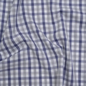 Cotton Herringbone Twill Shirting – Blue, Gray and White Tattersall Check – Deadstock Cotton Herringbone Twill Shirting – Blue, Gray and White Tattersall Check – Deadstock