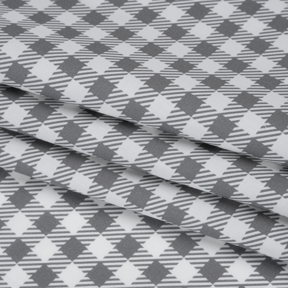 Cotton Shirting – White and Gray Faux Twill Check – Deadstock Cotton Shirting – White and Gray Faux Twill Check – Deadstock