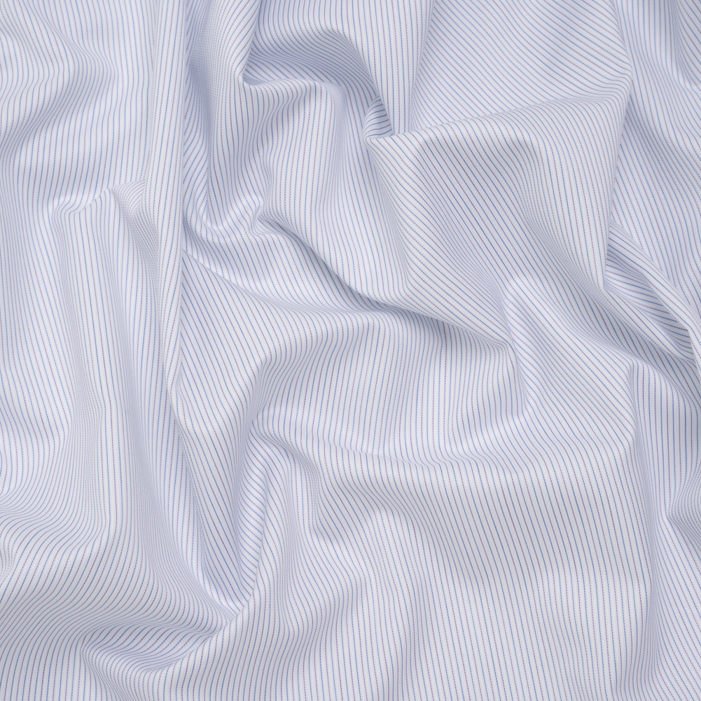 Cotton Dobby Shirting - Blue, Purple and White Pinstripes - Deadstock