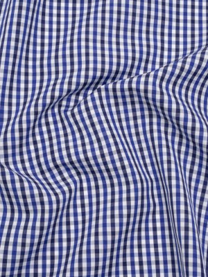 Cotton Shirting – Cobalt, Midnight Navy and White Tattersall Check – Designer Deadstock Cotton Shirting – Cobalt, Midnight Navy and White Tattersall Check – Designer Deadstock