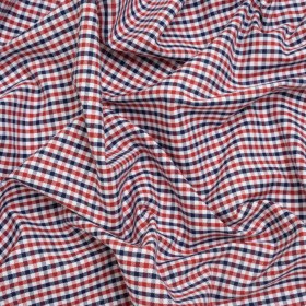 Cotton Oxford Shirting – Red, Navy and White Tattersall Check – Deadstock Cotton Oxford Shirting – Red, Navy and White Tattersall Check – Deadstock