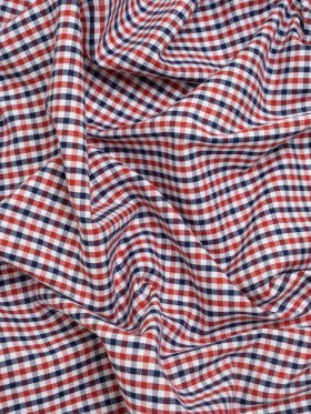 Cotton Oxford Shirting – Red, Navy and White Tattersall Check – Deadstock Cotton Oxford Shirting – Red, Navy and White Tattersall Check – Deadstock