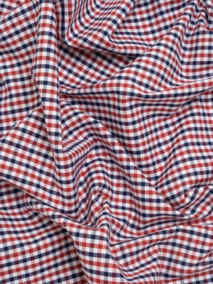 Cotton Oxford Shirting – Red, Navy and White Tattersall Check – Deadstock Cotton Oxford Shirting – Red, Navy and White Tattersall Check – Deadstock