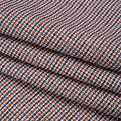Cotton Oxford Shirting – Burnt Orange, Navy and White Tattersall Check – Deadstock Cotton Oxford Shirting – Burnt Orange, Navy and White Tattersall Check – Deadstock