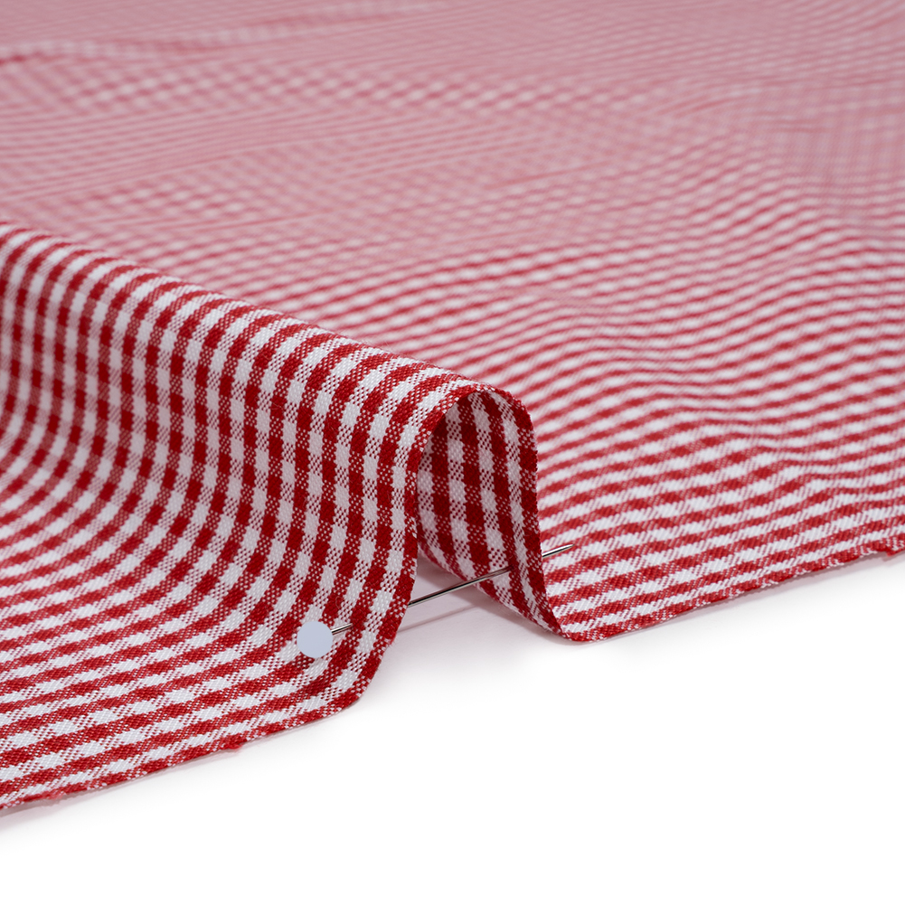 Cotton Oxford Shirting – Red and White Gingham Check – Deadstock Cotton Oxford Shirting – Red and White Gingham Check – Deadstock