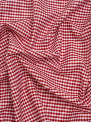 Cotton Oxford Shirting – Red and White Gingham Check – Deadstock Cotton Oxford Shirting – Red and White Gingham Check – Deadstock