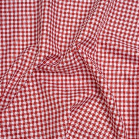 Cotton Twill Shirting – Red and White Gingham Check – Designer Deadstock Cotton Twill Shirting – Red and White Gingham Check – Designer Deadstock