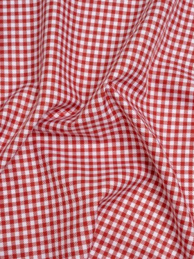 Cotton Twill Shirting – Red and White Gingham Check – Designer Deadstock Cotton Twill Shirting – Red and White Gingham Check – Designer Deadstock