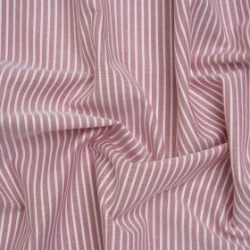 Cotton Oxford Shirting – Dark Red and White Stripes – Designer Deadstock Cotton Oxford Shirting – Dark Red and White Stripes – Designer Deadstock