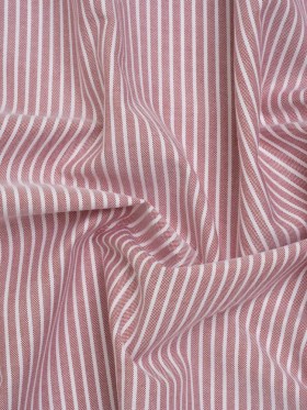 Cotton Oxford Shirting – Dark Red and White Stripes – Designer Deadstock Cotton Oxford Shirting – Dark Red and White Stripes – Designer Deadstock